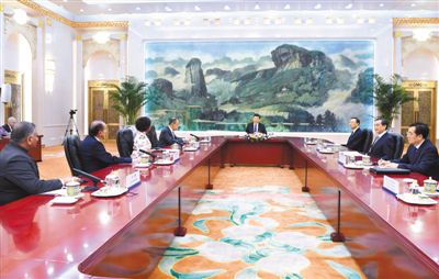 习近平集体会见金砖国家外长会晤外方代表团团长